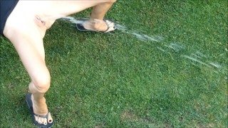She Pisses Like A Fountain In A New Outdoor Power Pissing Video
