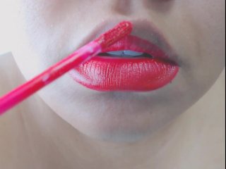 Red Lipstick Application Tease.