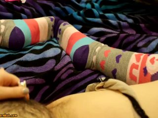 Hairy Teen Vibrator_On Clit In_Knee Socks_Female POV Catpaws