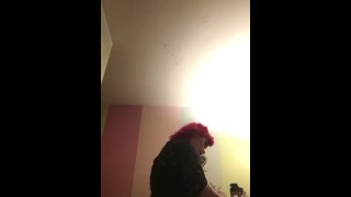 Horny Goth girl stripping and playing with herself