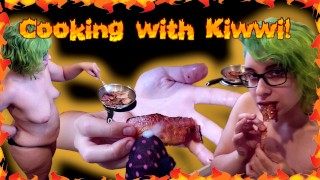 Cooking with Kiwwi and eating CUM covered BACON!