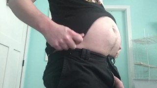 Big Belly Bulge Shaking Fetish Chubby Guy Trying On Old Tight Clothes