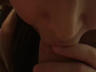 Up Close Blowjob Cum in Her Mouth and She_Swallows Every_Single Drop POV