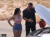 Valentina Nappi goes skinny dipping her roadside mechanic