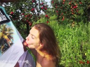 Preview 6 of Slut Mia Bandini seduces and fucks a big man in an apple garden.