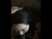 Preview 2 of Asian girl sucking big dick while boyfriend is in shower