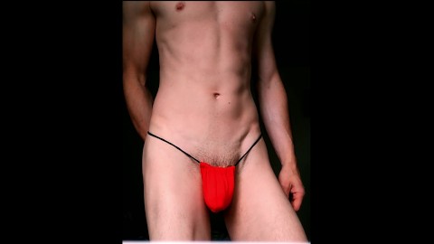 Underwear show - twink boy wanks his nice dick