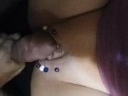 Preview 6 of shaved pierced pussy quicky creampie