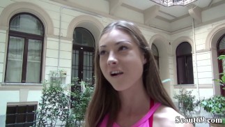 GERMAN SCOUT - Fitness Model Akira May (23) ohne Kondom bei Casting gefickt