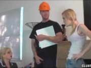 Mom And Teen Jerk Off The Electricity Guy For Good