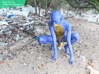 Ik Heb Mezelf Getransformeerd into Een Blauw Alien ... / Bodypaint / Naked Lichaam Art # 1