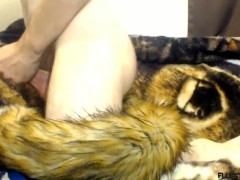 Pet Fox boy lewds Janine the Bad Dragon Toy - with internal camera