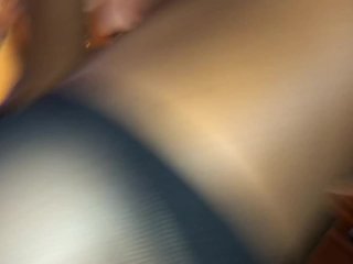 Hot Black Teen +_Lucky White Dick= Huge Creampie POV