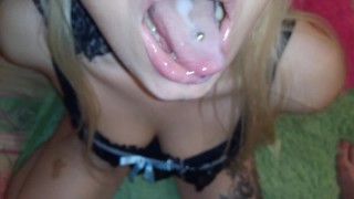 Tied blonde fucked and cum in mouth