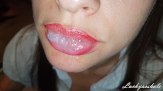 A Fantastic Blowjob From A Hot Wife With Cum In Her Mouth