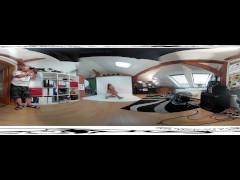 Perfect babe Ornella Morgan 3DVR360 video from photoshoot before masturbat