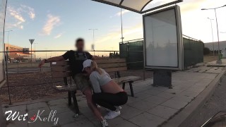 Slutty girlfriend with big ass fucked in the bus station. 4K WetKelly