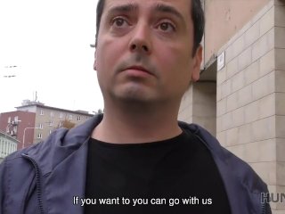 HUNT4K. Curious man approached fighting couple to buy girl's pussy