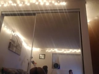 Fat ass twerking in bedroom mirror