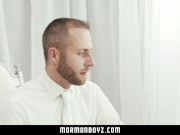Preview 1 of MormonBoyz - Horny twink missionary jerked off by priest daddy