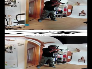 Claudin 015 - Backstage before 1st time video masturbation 3DVR 360 UP-DOWN