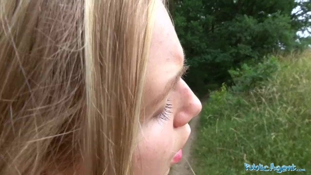 Public Agent Horny blondes tight body fucked for cash in forest