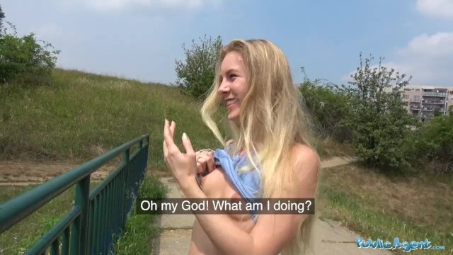 Public Agent Horny blondes tight body fucked for cash in forest
