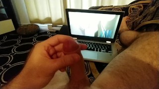 Huge load while watching hentai!