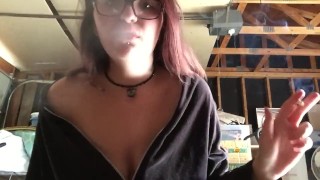 Flashing Tits & Busty Smoking