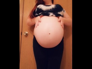amateur, pregnant, belly, red head