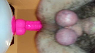 Watch my hot hairy ass take my new pink dildo deep and loving it!