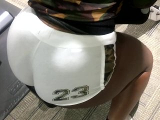 exercise bike, black girl, thick ebony, butt