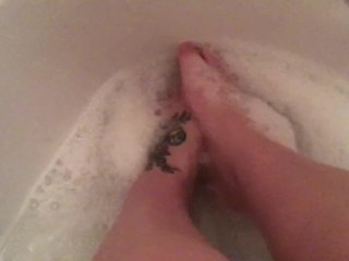 tattoo, chubby, washing feet, amateur