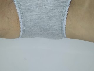 wetting: pissed in gray panties
