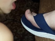 Preview 2 of PRETTY GIRL IS LICKING MY SOLES AND FLIP-FLOPS PART TWO