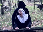 Preview 6 of Demon Fucks and Seeds Blaspemous Smoking Nun - Front Angle Halloween Treat