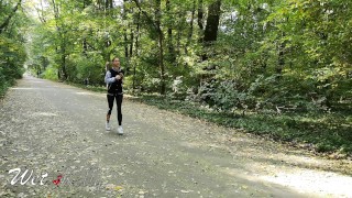 Fucking a stranger in the forest after a running session. 4K WetKelly