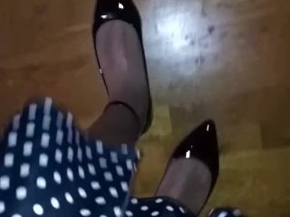 Giant Crossdresser POV walk in flats
