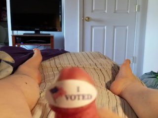 cumshot, guy jerking off, i voted, civic duty