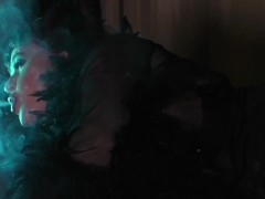 Julie Simone Glamour BBW Smoking in Lingerie on Piano