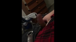 College bear tugs on cock in dorm room