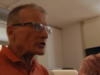 Sexy teen waitress is gangbanged by a group of grandpas at the office screenshot number 2