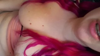 Pink hair hottie moaning talking dirty