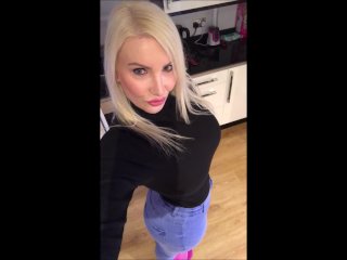 amateur, hot blonde, jeans ass, turtleneck