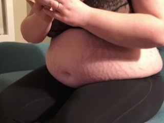 CHUBBY_BBW TEEN_STUFFING BIG MEAL INTO DIGESTING BELLY!