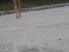 checking mail swismiss braids for neighbor risky striptease on public road