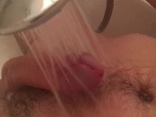 close up, solo male, big dick, shower