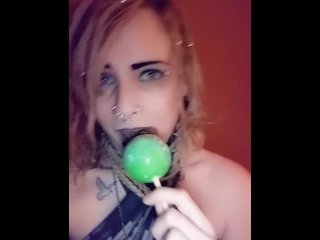 solo female, sexy, small tits, lollipop