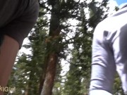 Preview 1 of Wilderness Wednesday PUBLIC BJ and Creampie on a busy hiking trail