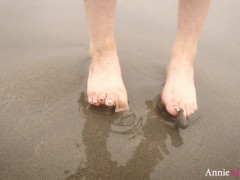 Cold Feet On A Quiet Public Beach